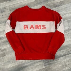 90s Red and White Color-block RAMS Men's Sweater Size medium